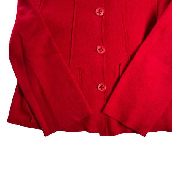 Coldwater Creek Red Wool Blend Stand Collar Jacket L Classic - Picture 13 of 14